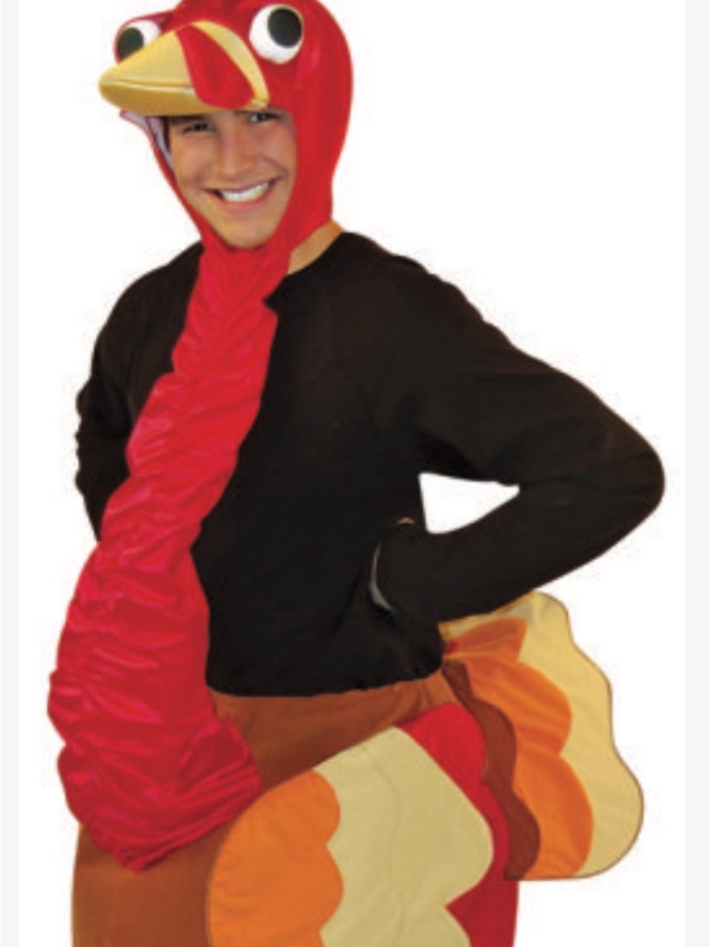 UNISEX Red Turkey Costume Hood and Tail Costume